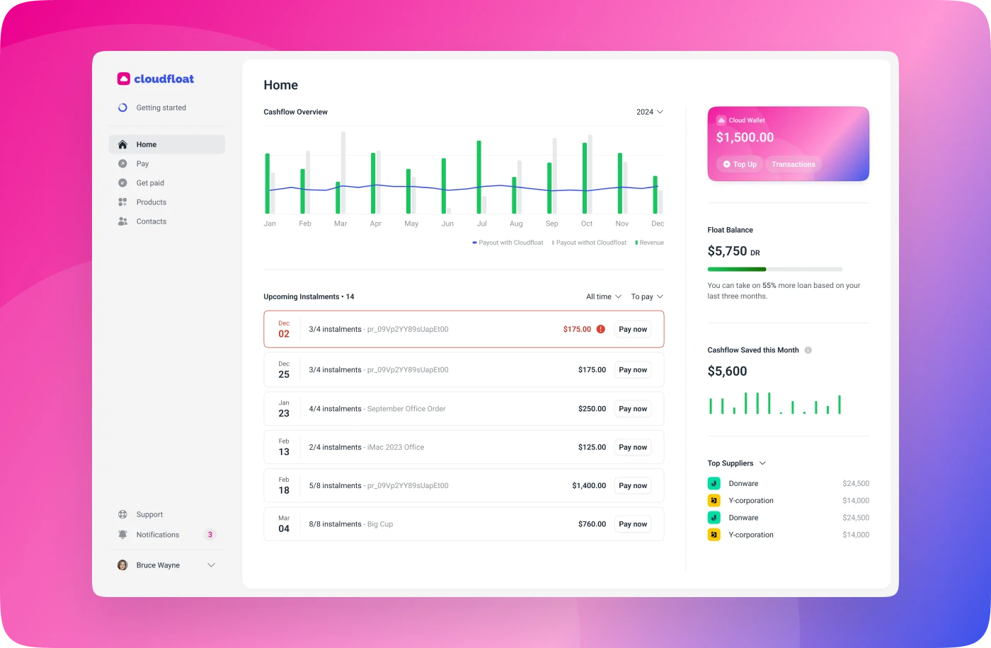 Cloudfloat dashboard